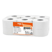 Toaletní papír Jumbo 190mm 2vrs. bílý 75%bělost 12ks (2020S) / prodej po balení