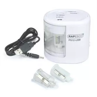 Ořezávátko elektrické Rapesco PS12 2 otvory bílé USB kabel