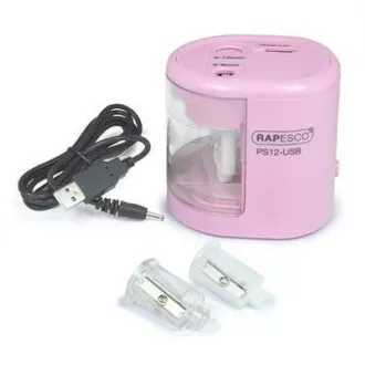 Ořezávátko elektrické Rapesco PS12 2 otvory růžové USB kabel Ořezávátko elektrické Rapesco PS12 2 otvory růžové USB kabel