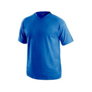 Tričko s krátkým rukávem DALTON, výstřih do V, středně modrá, vel. S