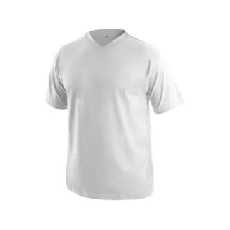 Tričko s krátkým rukávem DALTON, výstřih do V, bílá, vel. L