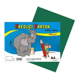 Kreslící karton A4/180g 50 listů tmavě zelený