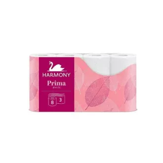 Toaletní papír Harmony Prima 3vrs. bílý 8ks / prodej po balení