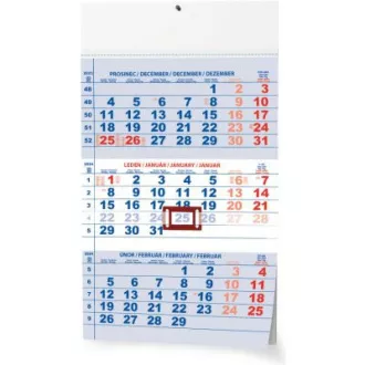 Kalendář nástěnný A3 Tříměsíční modrý