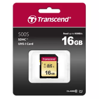 TRANSCEND SDHC karta 16GB 500S, UHS-I U1 (R:95/W:60 MB/s)