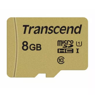 TRANSCEND MicroSDHC karta 8GB 500S, UHS-I U1 + adaptér TRANSCEND MicroSDHC karta 8GB 500S, UHS-I U1 + adaptér