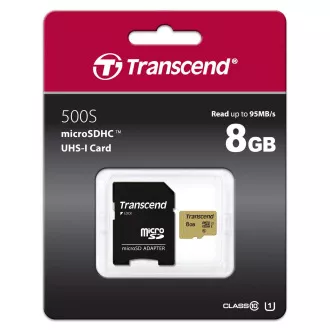TRANSCEND MicroSDHC karta 8GB 500S, UHS-I U1 + adaptér TRANSCEND MicroSDHC karta 8GB 500S, UHS-I U1 + adaptér