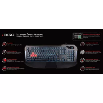A4tech Bloody B130 podsvícená herní klávesnice, USB, CZ