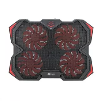 C-TECH chladící podložka pod NTB Zefyros (GCP-01R), casual gaming, 17, 3", červené podsvícení, regulace otáček
