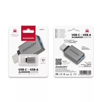 AXAGON RUCM-AFA, redukce USB-C (M) -> USB-A (F), USB 3.2 Gen 2, 3A, ALU