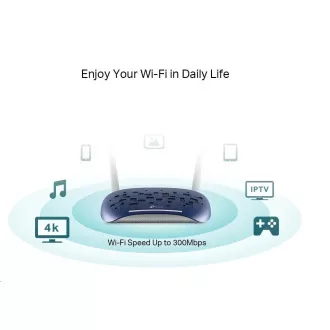 TP-Link TD-W9960 WiFi4 VDSL/ADSL router (N300, 2, 4GHz, 3x100Mb/s LAN, 1x100Mb/s WAN/LAN, 1xRJ11)