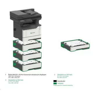 LEXMARK Multifunkční ČB tiskárna MX522adhe, A4, 44ppm, 2048MB, barevný LCD displej, duplex, DADF, USB 2.0, LAN
