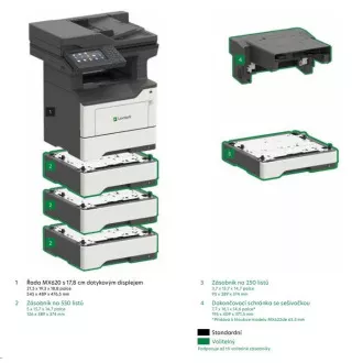 LEXMARK Multifunkční ČB tiskárna MX622ade, A4, 47ppm, 2048MB, barevný LCD displej, duplex, DADF, USB 2.0, LAN