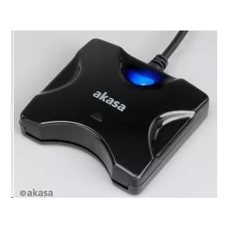 AKASA čtečka karet AK-CR-03BKV2 externí, USB 2.0, podpora čipových karet electronic ID a SMART, černá