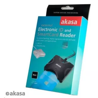 AKASA čtečka karet AK-CR-03BKV2 externí, USB 2.0, podpora čipových karet electronic ID a SMART, černá