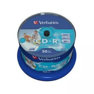 VERBATIM CD-R(50-Pack)Spindle/Inkjet Printable/52x/700MB / Non ID Branded
