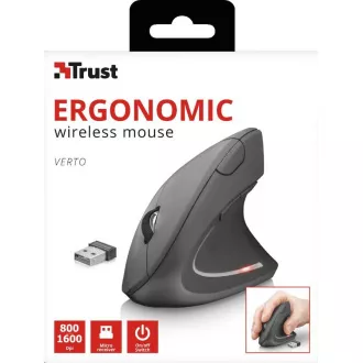 TRUST Myš Verto wireless ergonomic mouse USB, black (černá)