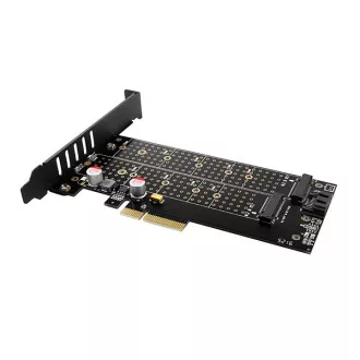 AXAGON PCEM2-DC, PCIe x4 - M.2 NVMe M-key + SATA B-key slot adaptér, chladič, LP