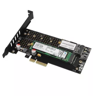 AXAGON PCEM2-DC, PCIe x4 - M.2 NVMe M-key + SATA B-key slot adaptér, chladič, LP