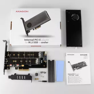 AXAGON PCEM2-DC, PCIe x4 - M.2 NVMe M-key + SATA B-key slot adaptér, chladič, LP