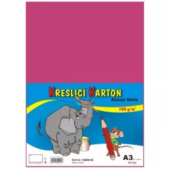 Kreslící karton A3/180g 50 listů růžový