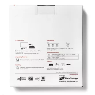 HITACHI LG - externí mechanika DVD-W/CD-RW/DVD±R/±RW/RAM GP57EB40, Slim, Black, box+SW