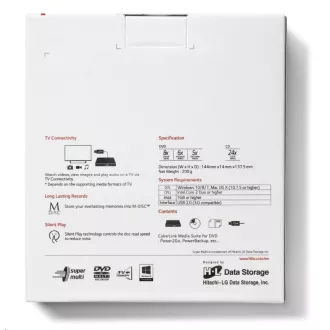 HITACHI LG - externí mechanika DVD-W/CD-RW/DVD±R/±RW/RAM GP60NB60, Slim, Black, box+SW