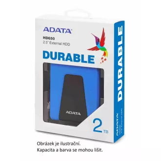 ADATA Externí HDD 1TB USB 3.1 DashDrive Durable HD650, červený (gumový, nárazu odolný)