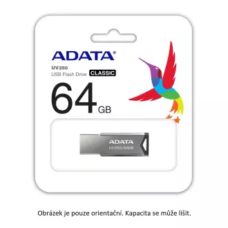 ADATA Flash Disk 32GB UV250, USB 2.0 Dash Drive, tmavě stříbrná