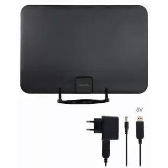 EVOLVEO Xany 2A, 230/5V, aktivní pokojová anténa FM/DAB+/DVB-T2, filtr LTE, 4G, 5G
