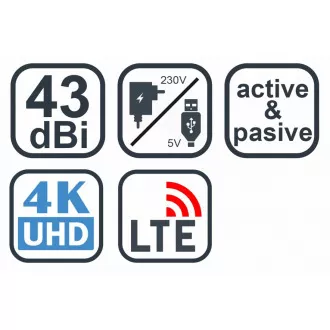 EVOLVEO Xany 2B, 230/5V, aktivní pokojová anténa FM/DAB+/DVB-T2, filtr LTE, 4G, 5G