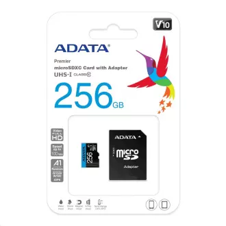 ADATA MicroSDHC karta 256GB UHS-I Class 10, Premier + adaptér