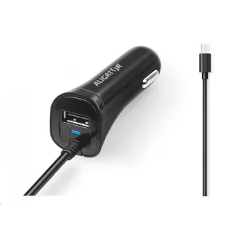 Aligator nabíječka do auta Turbo charge, 12/24 V, 2, 4 A, microUSB, 1x USB výstup, černá