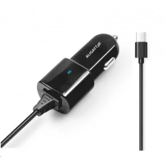 Aligator nabíječka do auta Turbo charge, 12/24 V, 2, 4 A, USB-C, černá