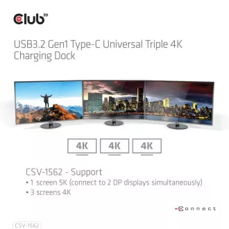 Club3D Dokovací stanice USB-C 13v1, 2xDP, 3xHDMI, 1xUSB-C, 5xUSB, 1xRJ45, 1x3.5mm, černá