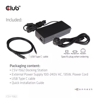 Club3D Dokovací stanice USB-C 13v1, 2xDP, 3xHDMI, 1xUSB-C, 5xUSB, 1xRJ45, 1x3.5mm, černá