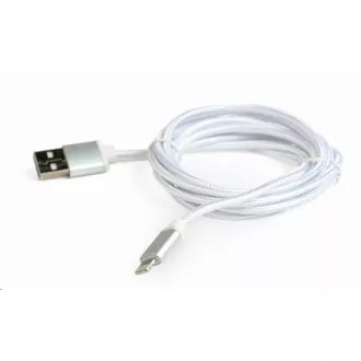 GEMBIRD Kabel USB 2.0 Lightning (IP5 a vyšší) nabíjecí a synchronizační kabel, opletený, 1, 8m, stříbrný, blis