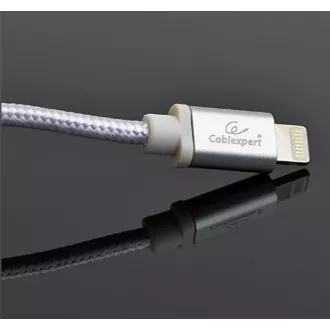 GEMBIRD Kabel USB 2.0 Lightning (IP5 a vyšší) nabíjecí a synchronizační kabel, opletený, 1, 8m, stříbrný, blis
