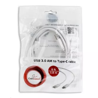 GEMBIRD Kabel USB 3.0 AM na Type-C kabel (AM/CM), 1, 8m, bílý