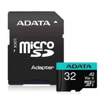 ADATA MicroSDHC karta 32GB Premier Pro UHS-I V30S (R:100MB) + SD adaptér ADATA MicroSDHC karta 32GB Premier Pro UHS-I V30S (R:100MB) + SD adaptér