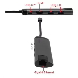 VERBATIM Dokovací stanice USB-C 5v1, 1xHDMI, 1xSB-C, 2xUSB, 1xRJ45, šedá