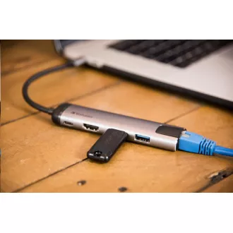 VERBATIM Dokovací stanice USB-C 5v1, 1xHDMI, 1xSB-C, 2xUSB, 1xRJ45, šedá