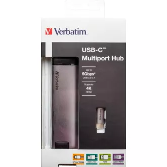 VERBATIM Dokovací stanice USB-C 5v1, 1xHDMI, 1xSB-C, 2xUSB, 1xRJ45, šedá