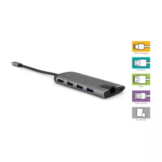 VERBATIM Dokovací stanice USB-C 7v1, 1xHDMI, 1xUSB-C, 3xUSB, 1xRJ45, čtečka SD karet, šedá