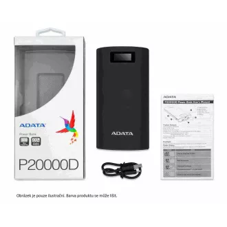ADATA PowerBank P20000D - externí baterie pro mobil/tablet 20000mAh, 2, 1A, žlutozelená/yellow green