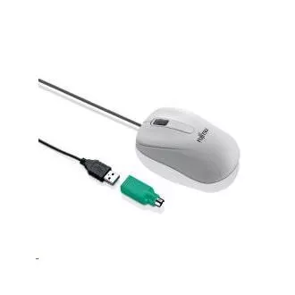 FUJITSU myš M530 USB - 1200dpi Laser Mouse Combo - redukce USB PS2, 3 button Wheel Mouse with Tilt-Wheel-Function - BÍLÁ