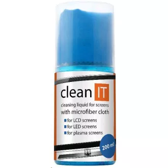 CLEAN IT Čistící roztok na obrazovky 200ml s utěrkou ve víčku