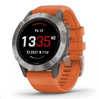Garmin GPS sportovní hodinky fenix6 PRO Sapphire, Titanium/Orange Band (MAP/Music)