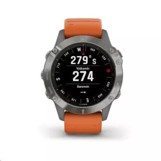 Garmin GPS sportovní hodinky fenix6 PRO Sapphire, Titanium/Orange Band (MAP/Music)