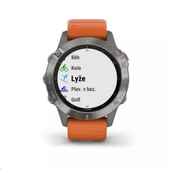 Garmin GPS sportovní hodinky fenix6 PRO Sapphire, Titanium/Orange Band (MAP/Music)